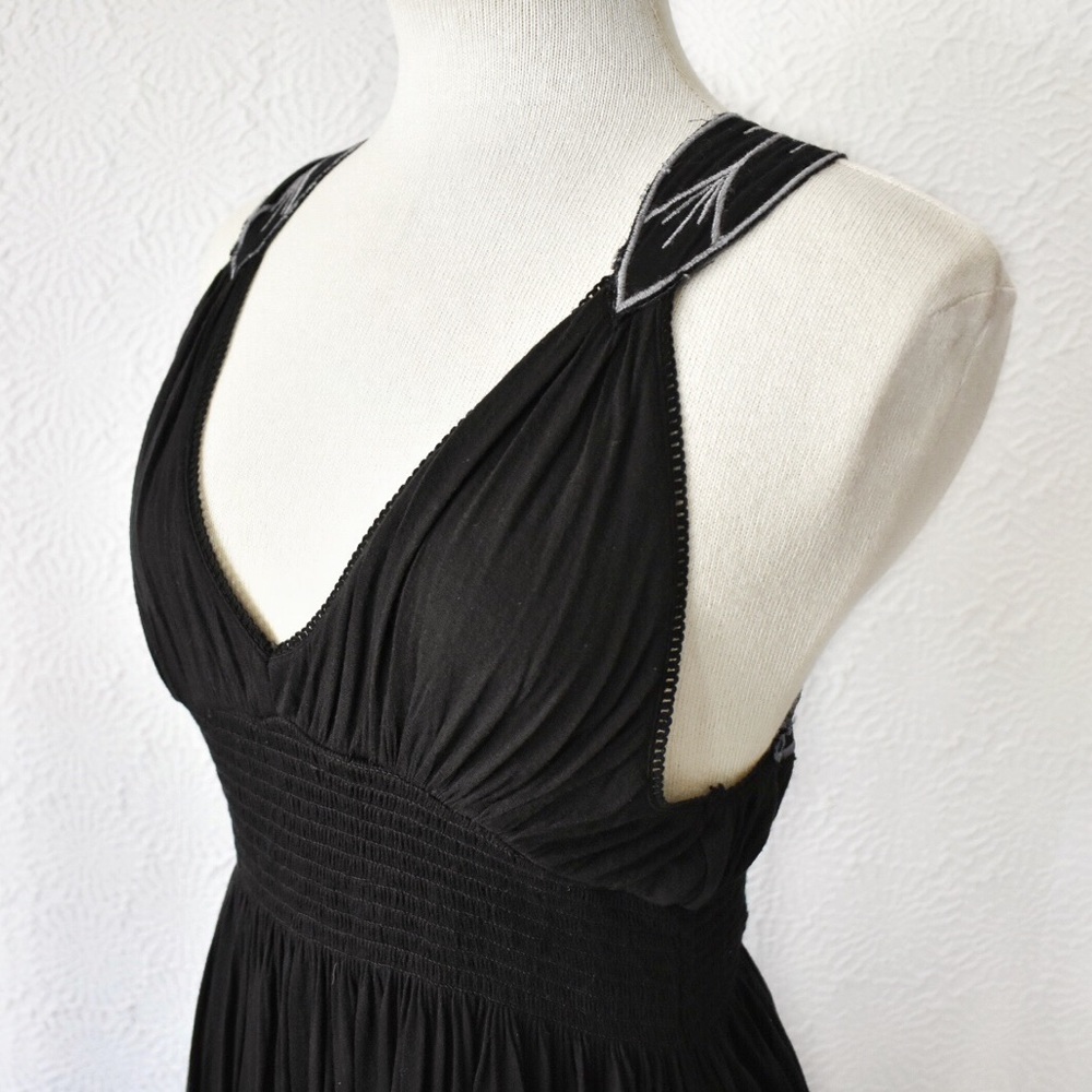 Free People Black & Turquoise Embroidered Dress